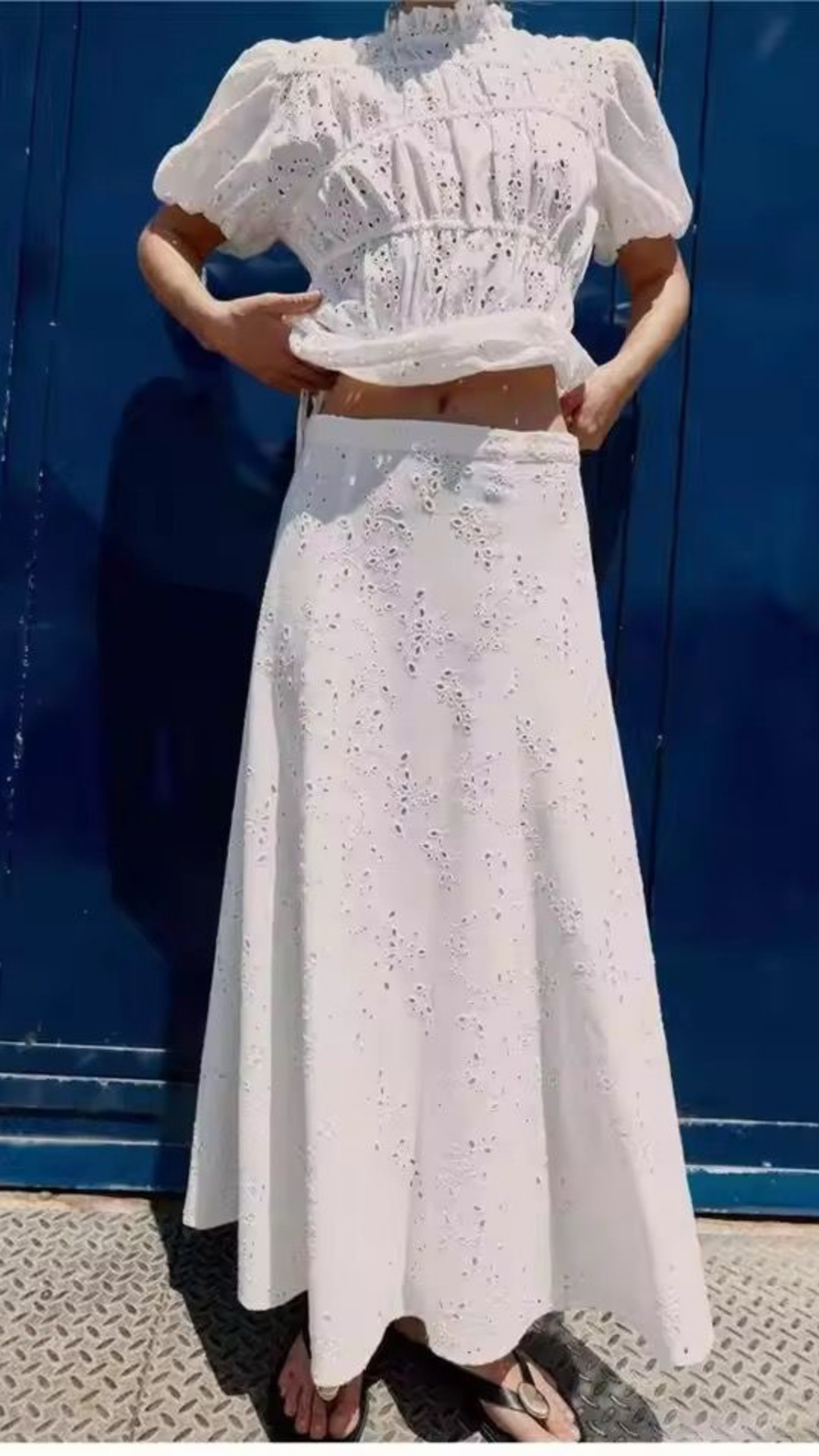 Cutwork Top & Skirt set
