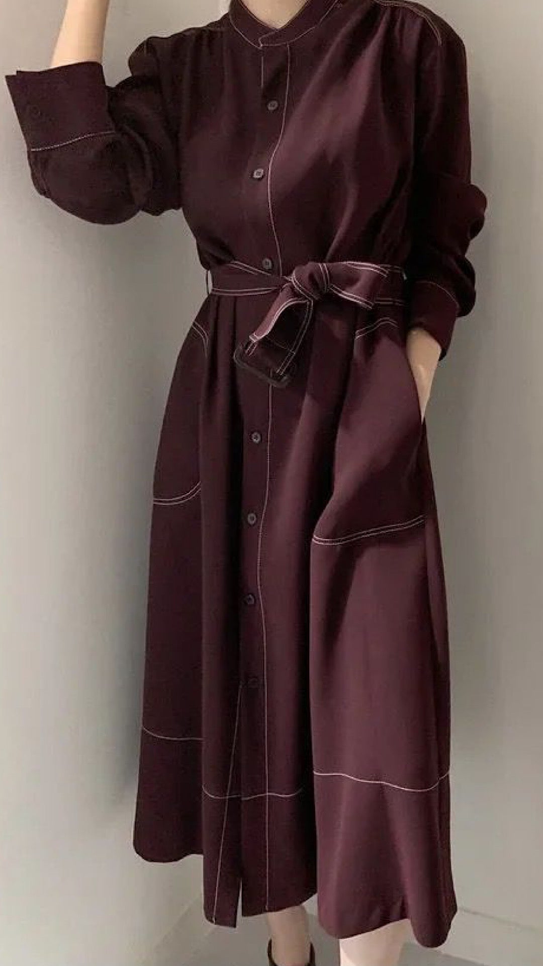 Belted Long Fall Dress