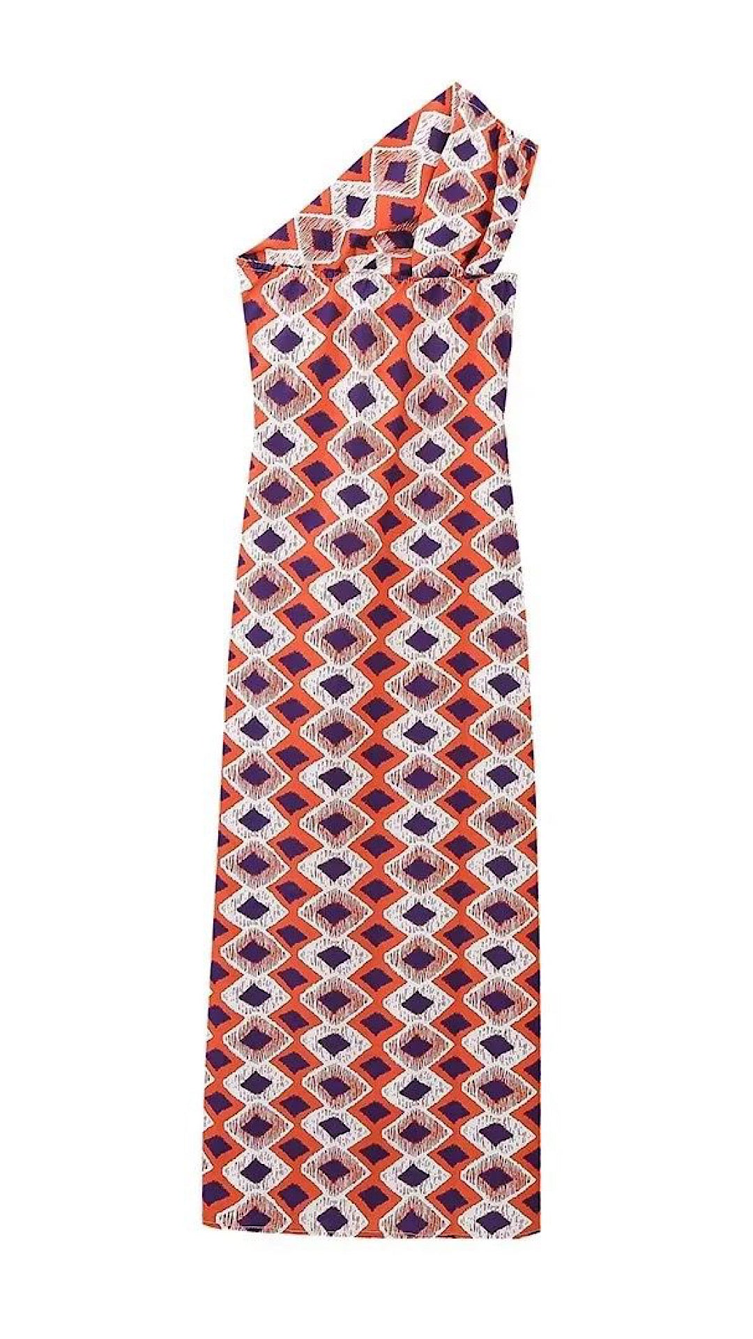 Aztec Print One Shoulder Dress