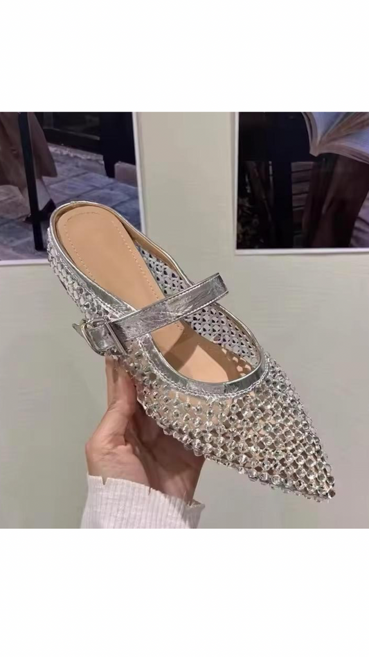 Bling Mesh Ballerinas