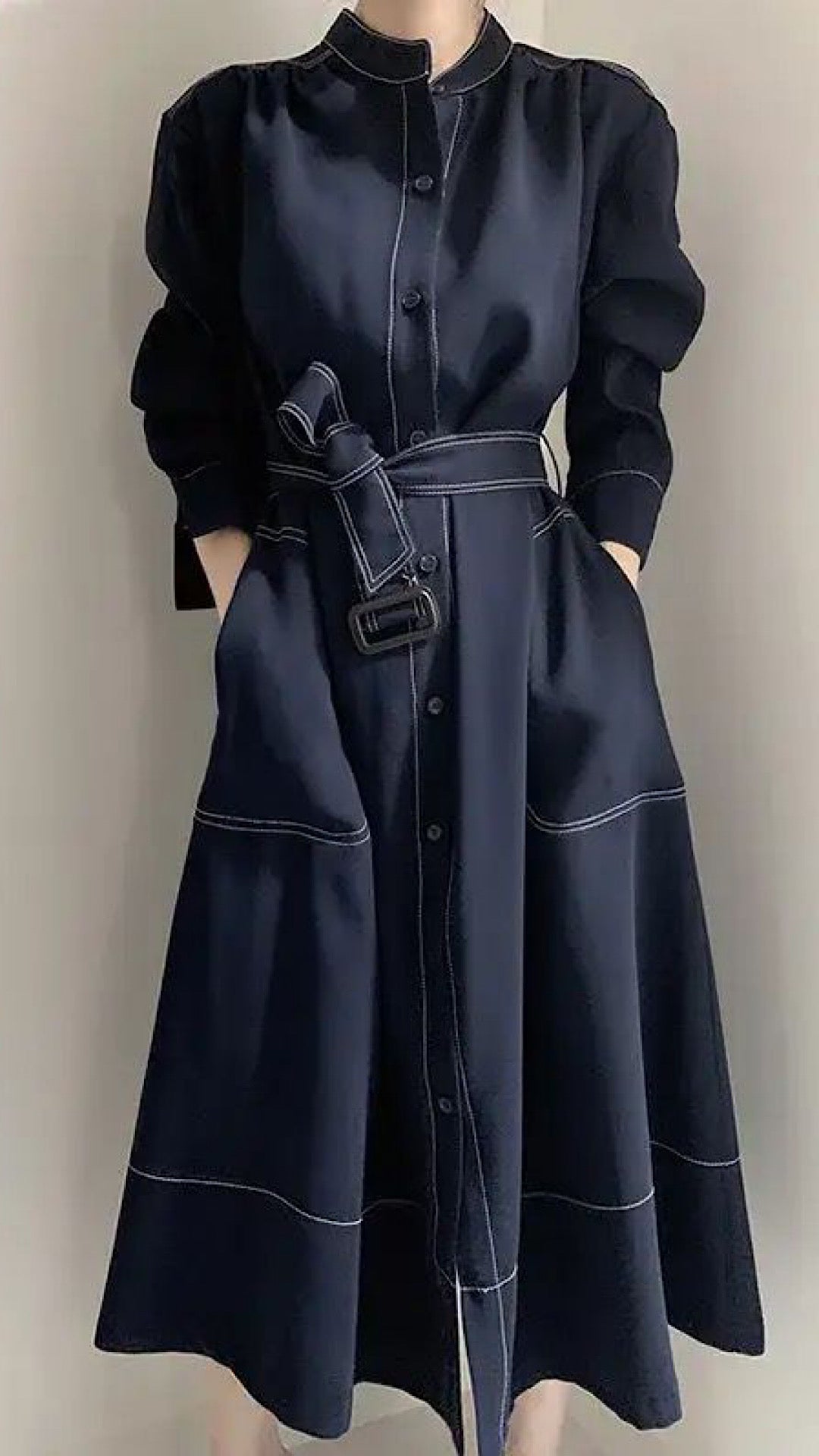 Belted Long Fall Dress