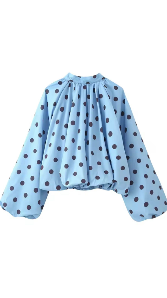 Polka Cutout Blouse