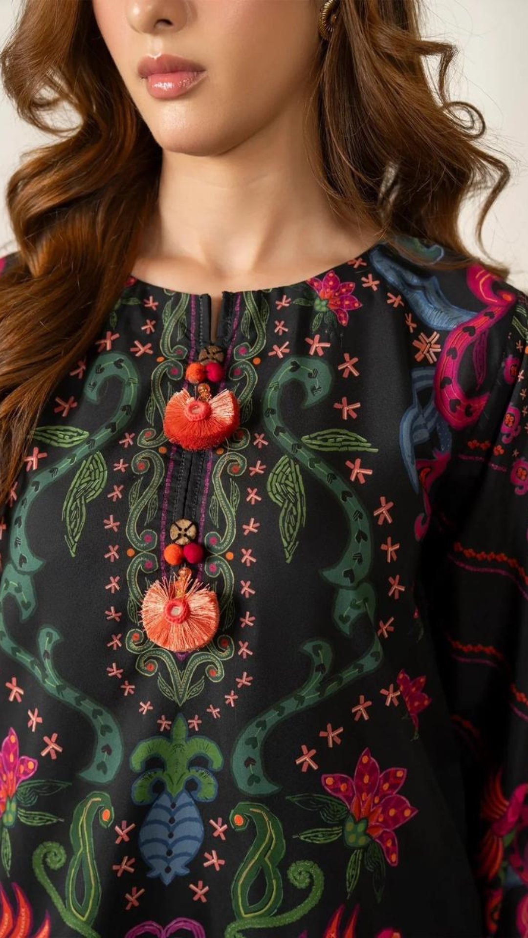 Luxe Silk Printed Long Kurta & Dupatta
