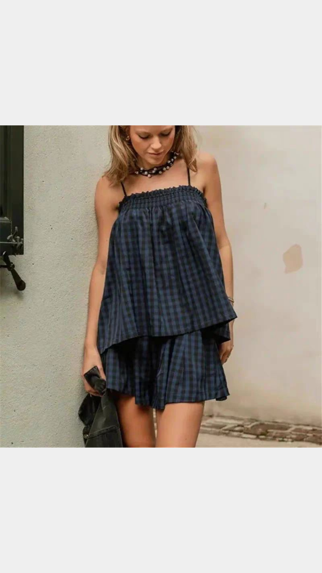 Plaid shorts set