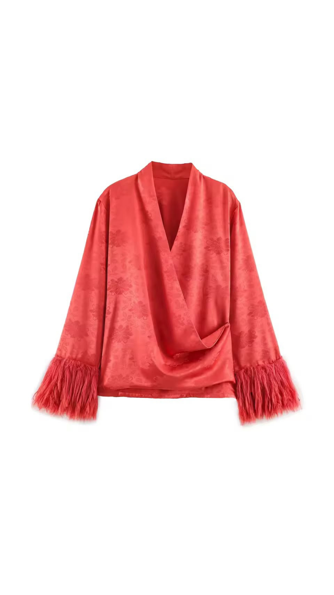 Fringed feather blouse and pants