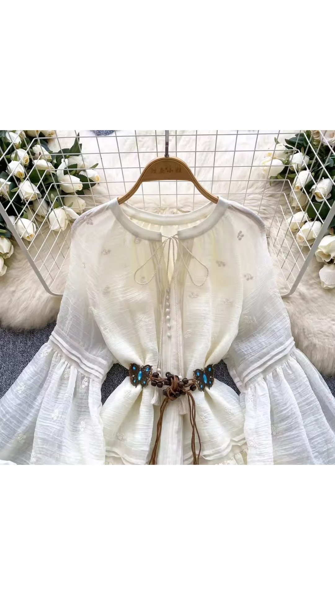 Belted ruffle dress