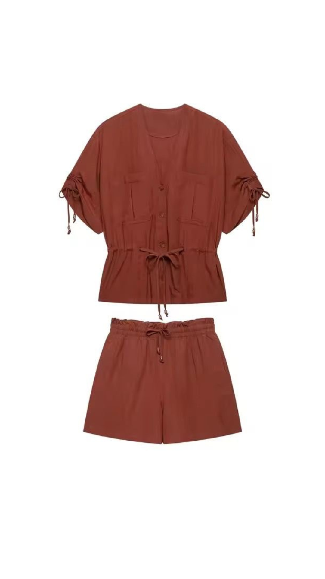 Knotted solid top and shorts set