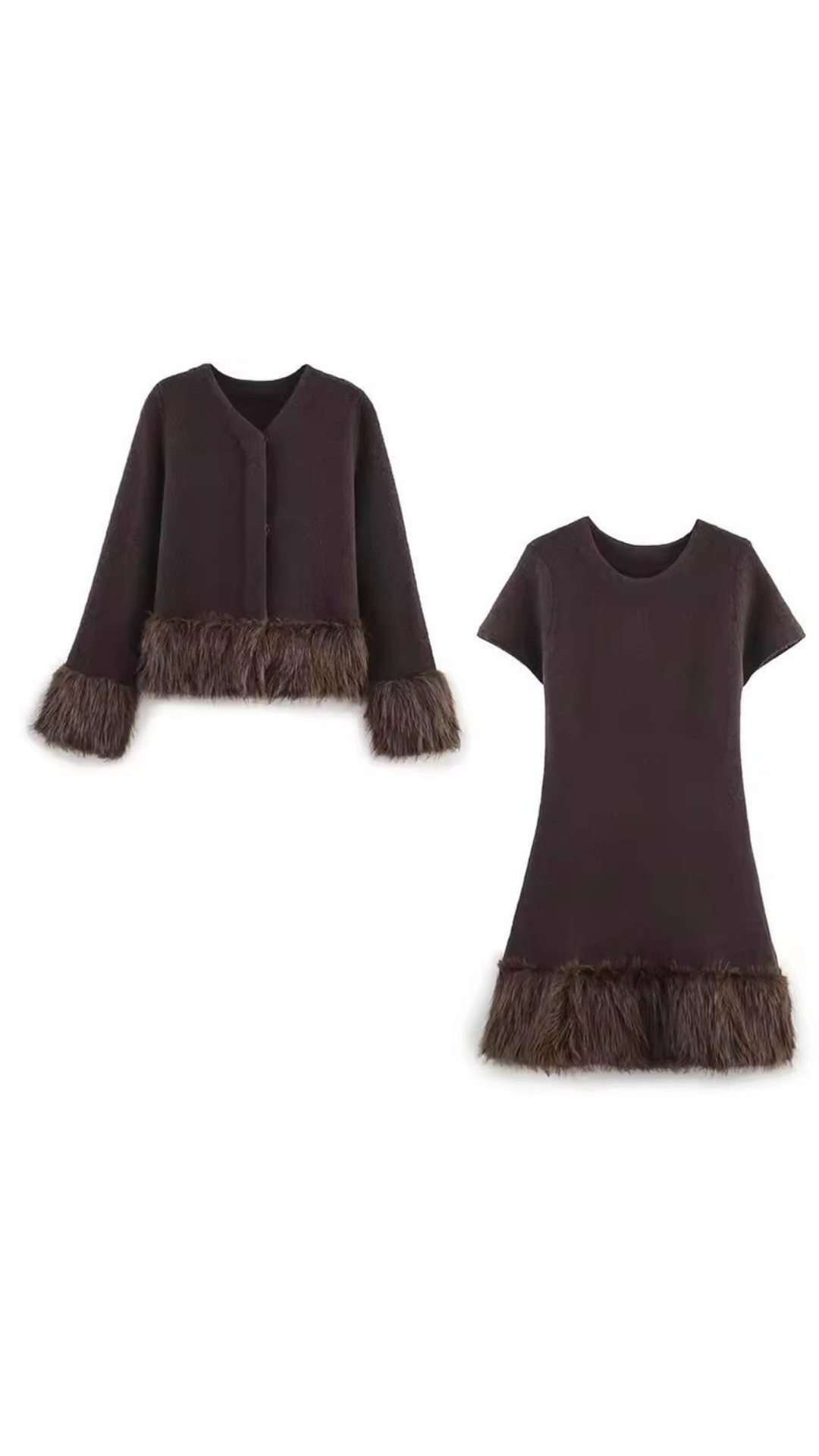 Fur Dress & Cardigan
