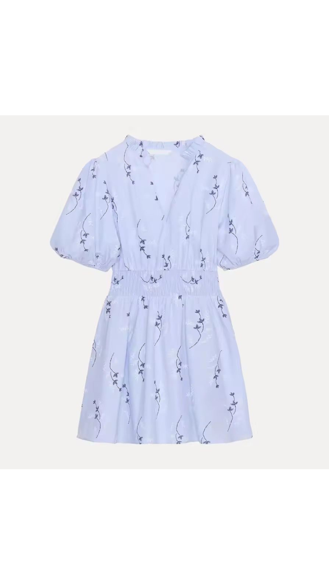 Embroidered Ruched Dress