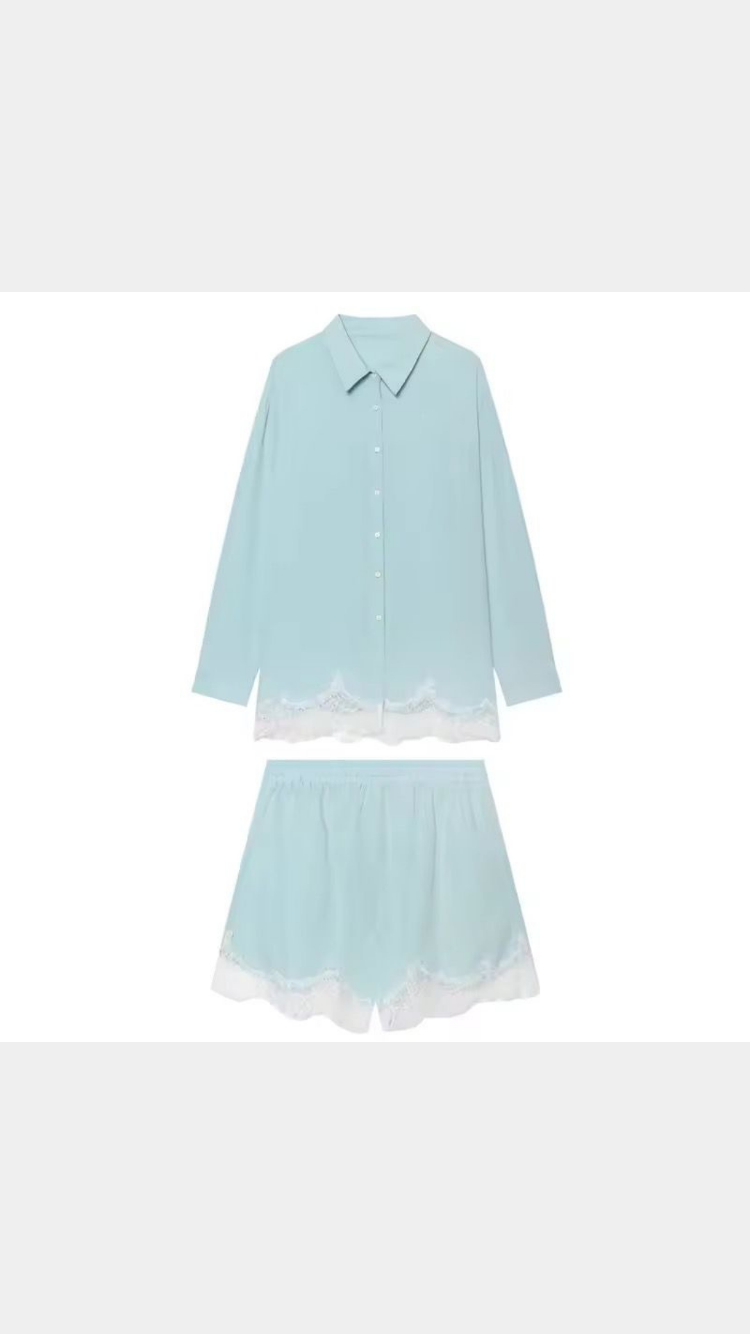 Lace icy blue shorts set