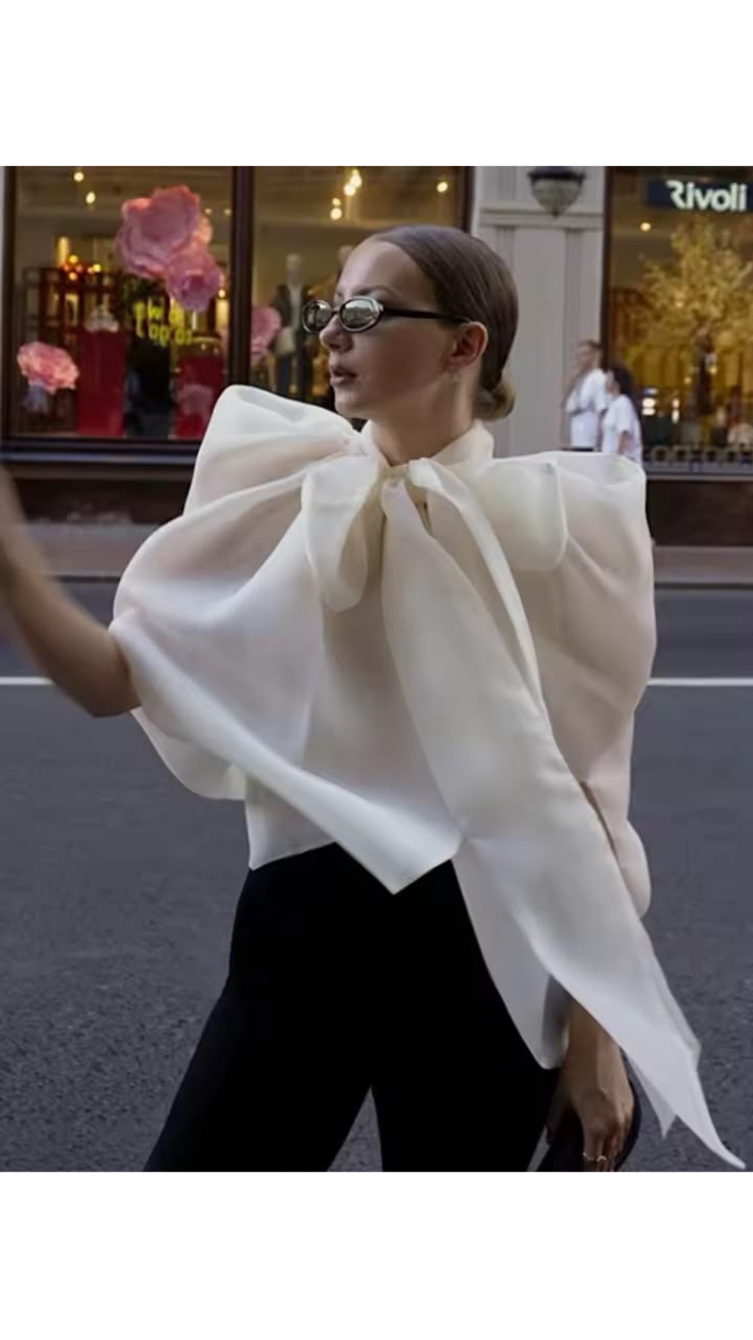 Cape bow blouse