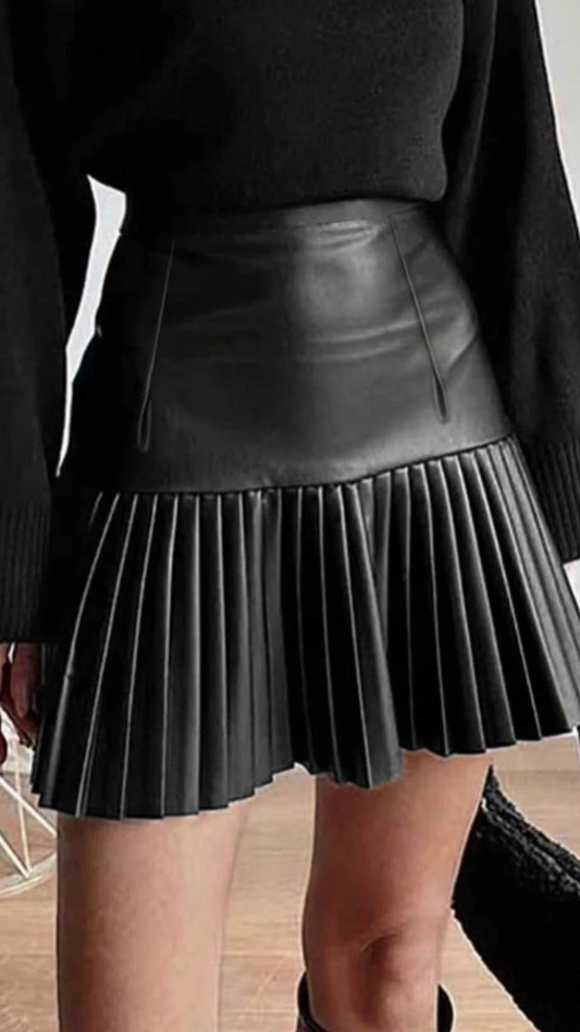 British Faux Leather Skirt