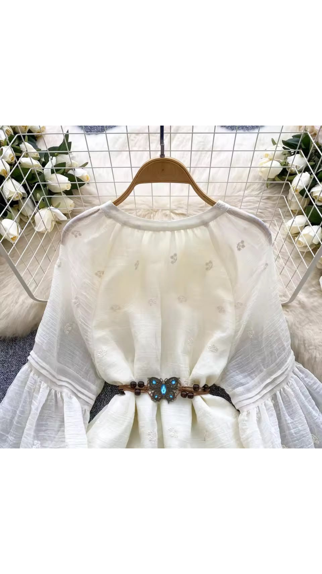 Belted ruffle dress