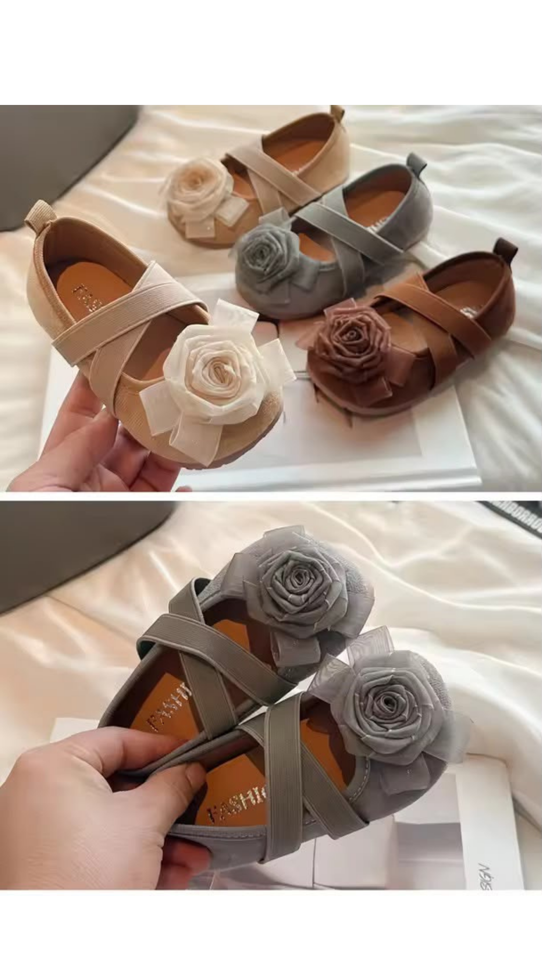 Flower applique ballerinas