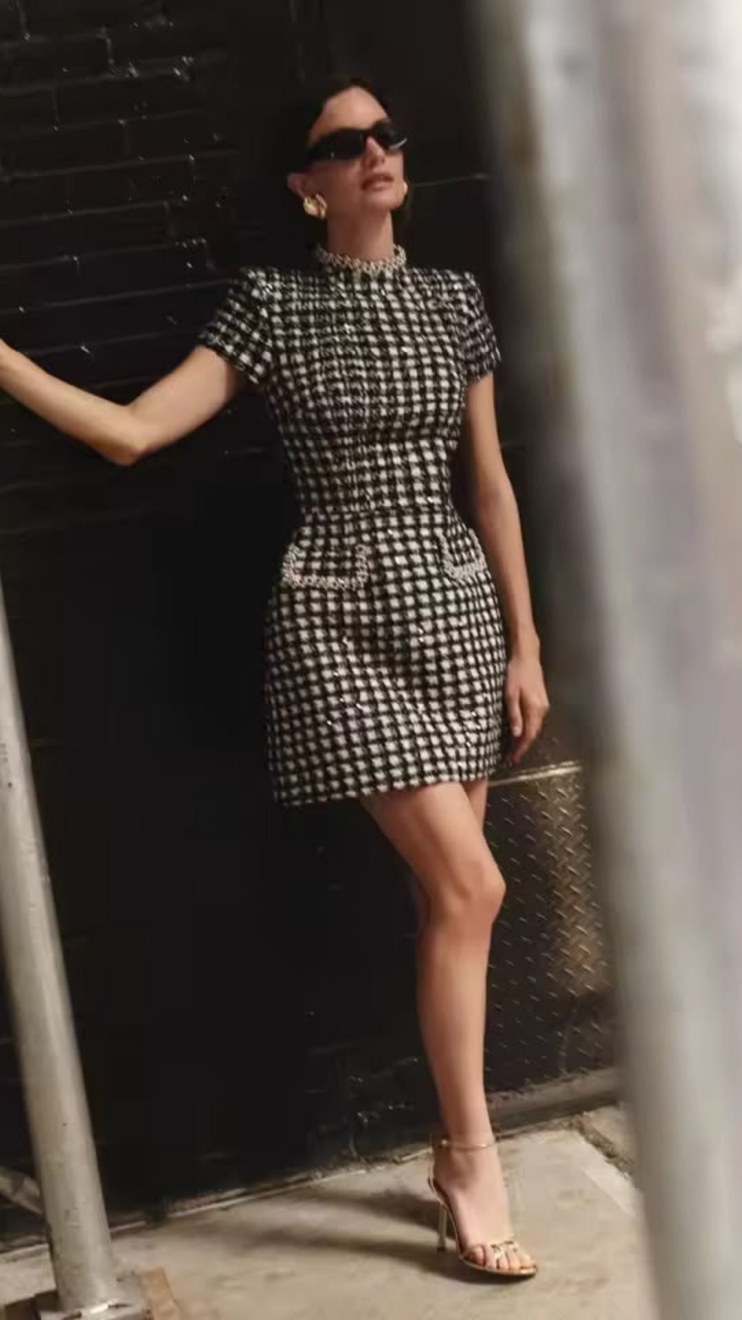 Plaid tweed dress