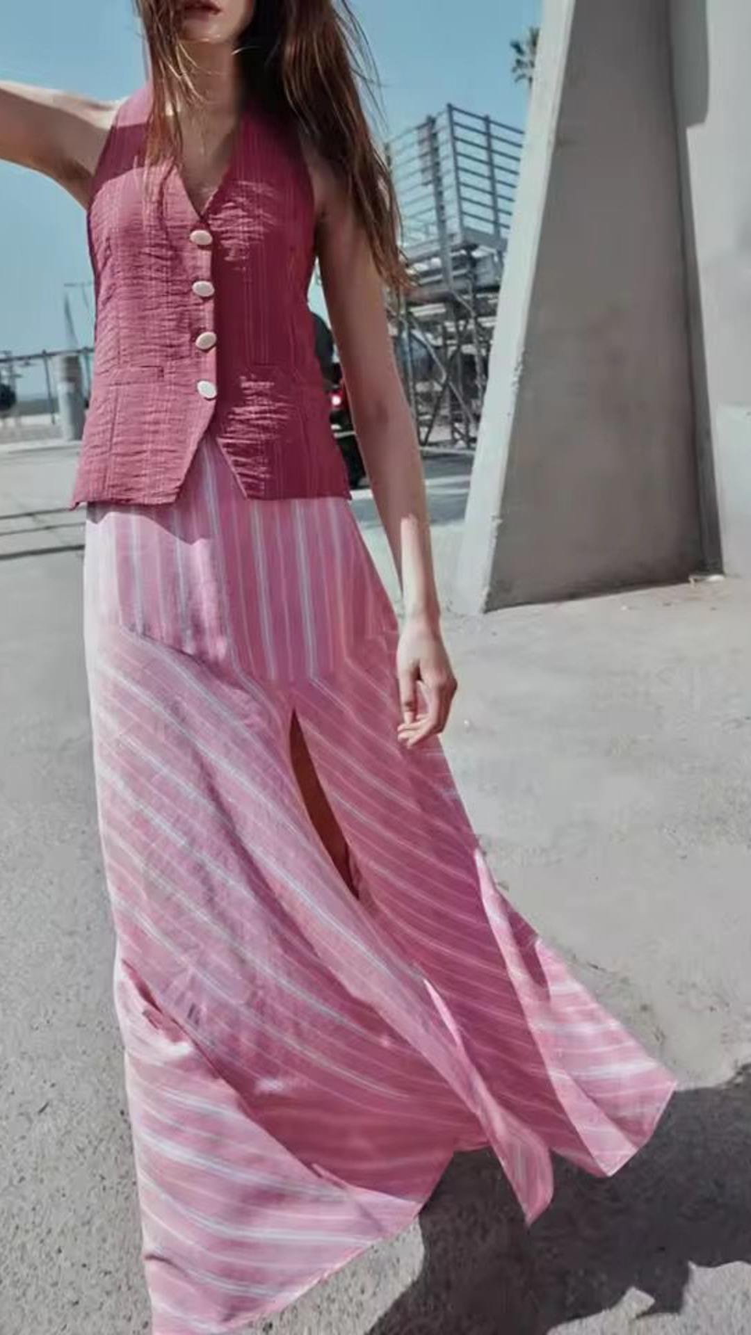 Striped Shirt & Skirt Set