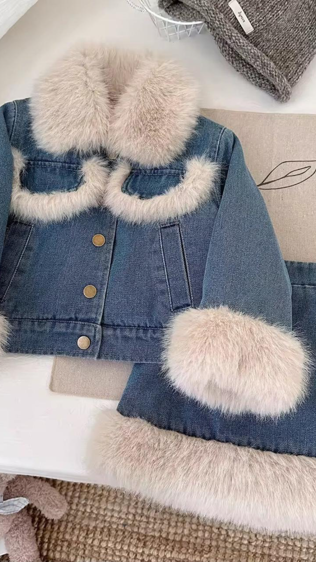 Furry Denim Coord Set