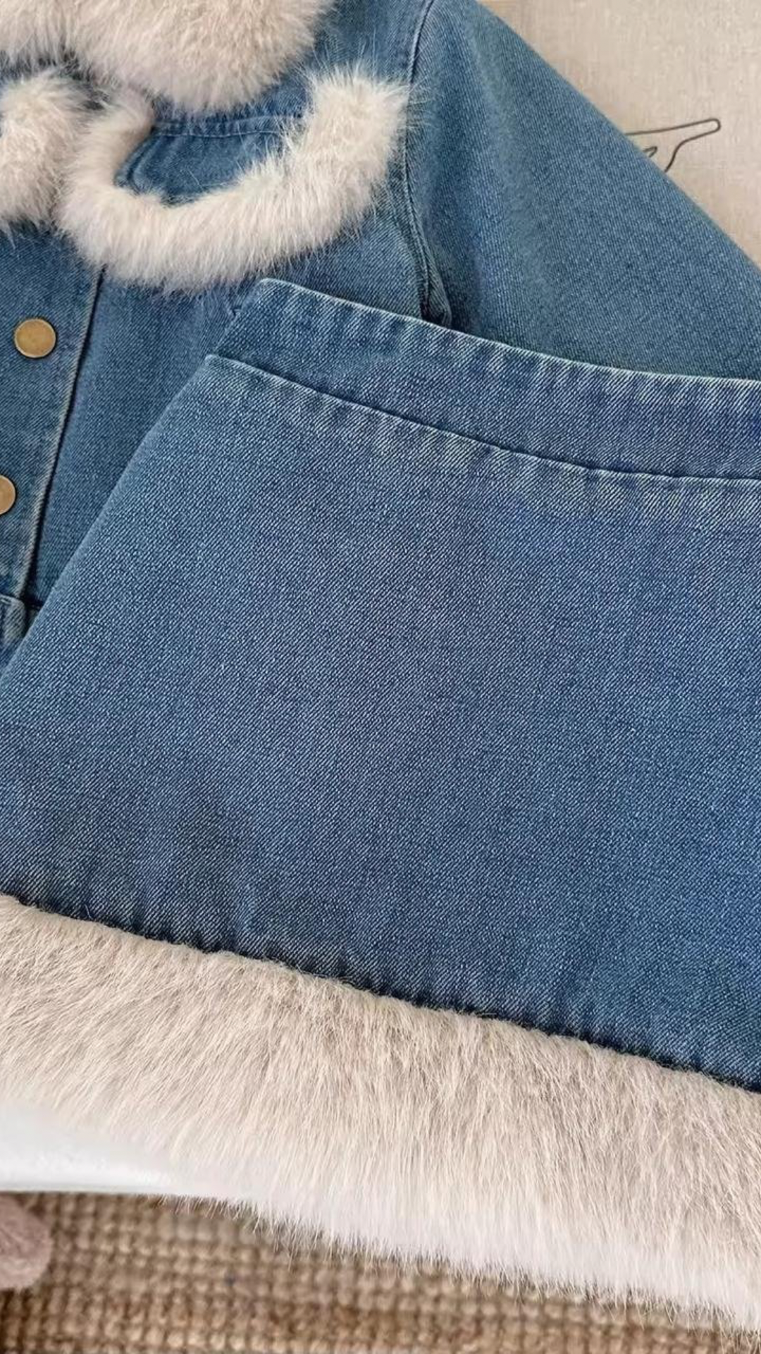 Furry Denim Coord Set