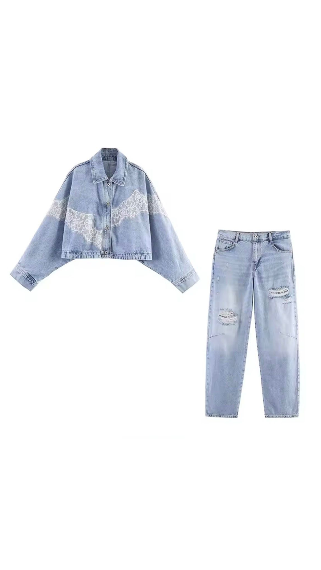 Denim Lace Set