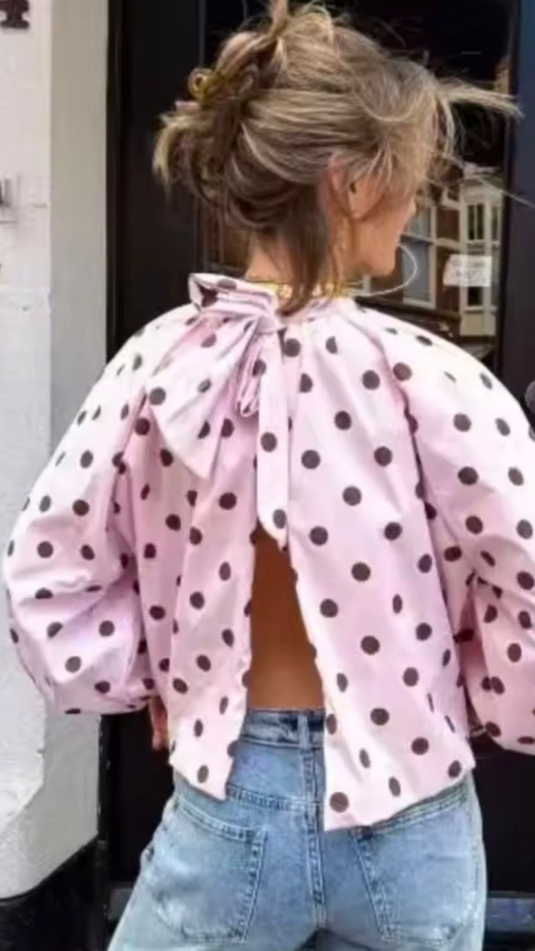 Polka Cutout Blouse