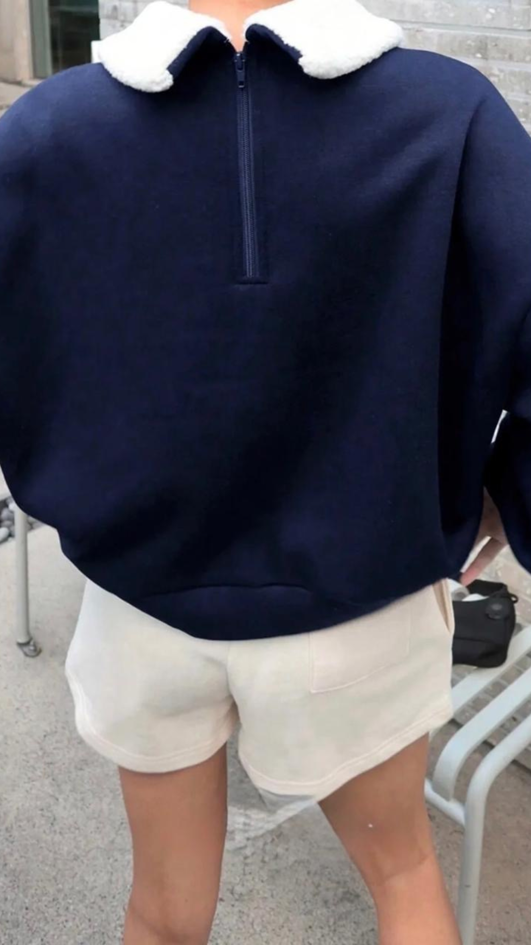 Furry Collar Sweatshirt (Fleeced)