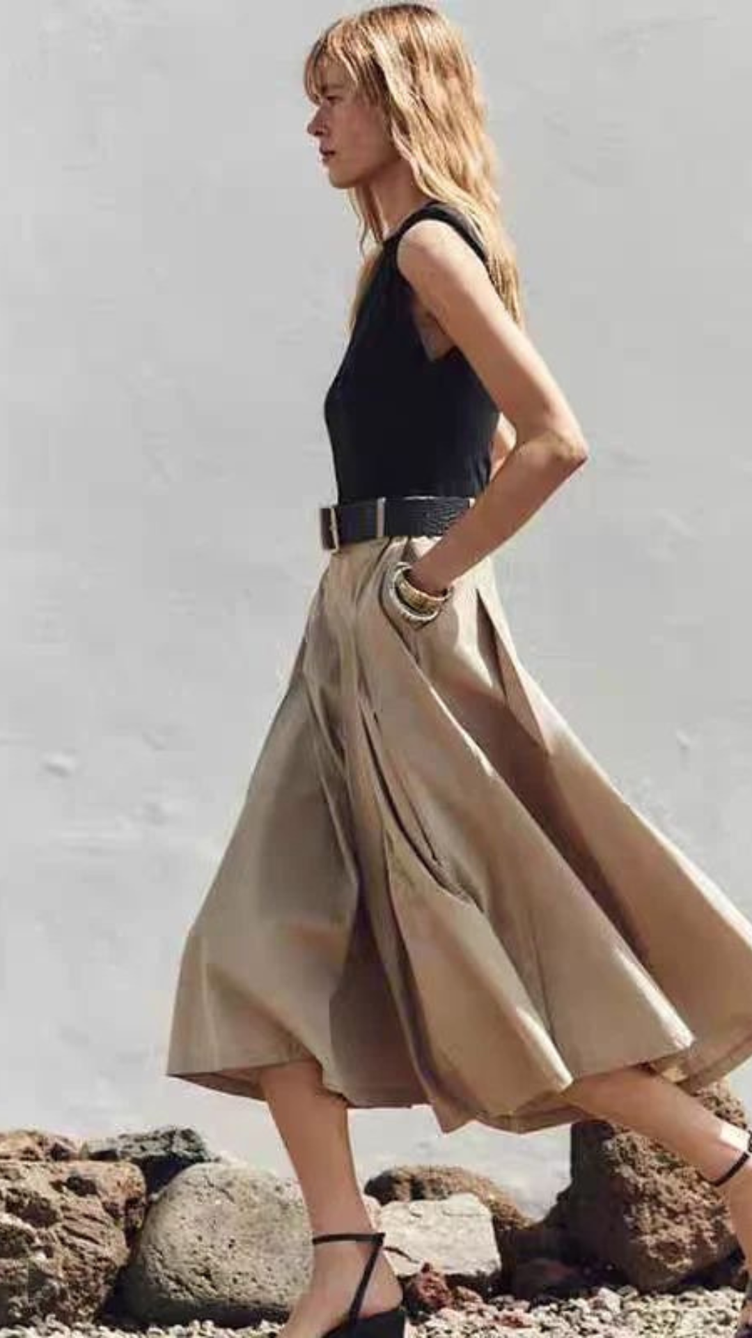 Pleated Belted Dress