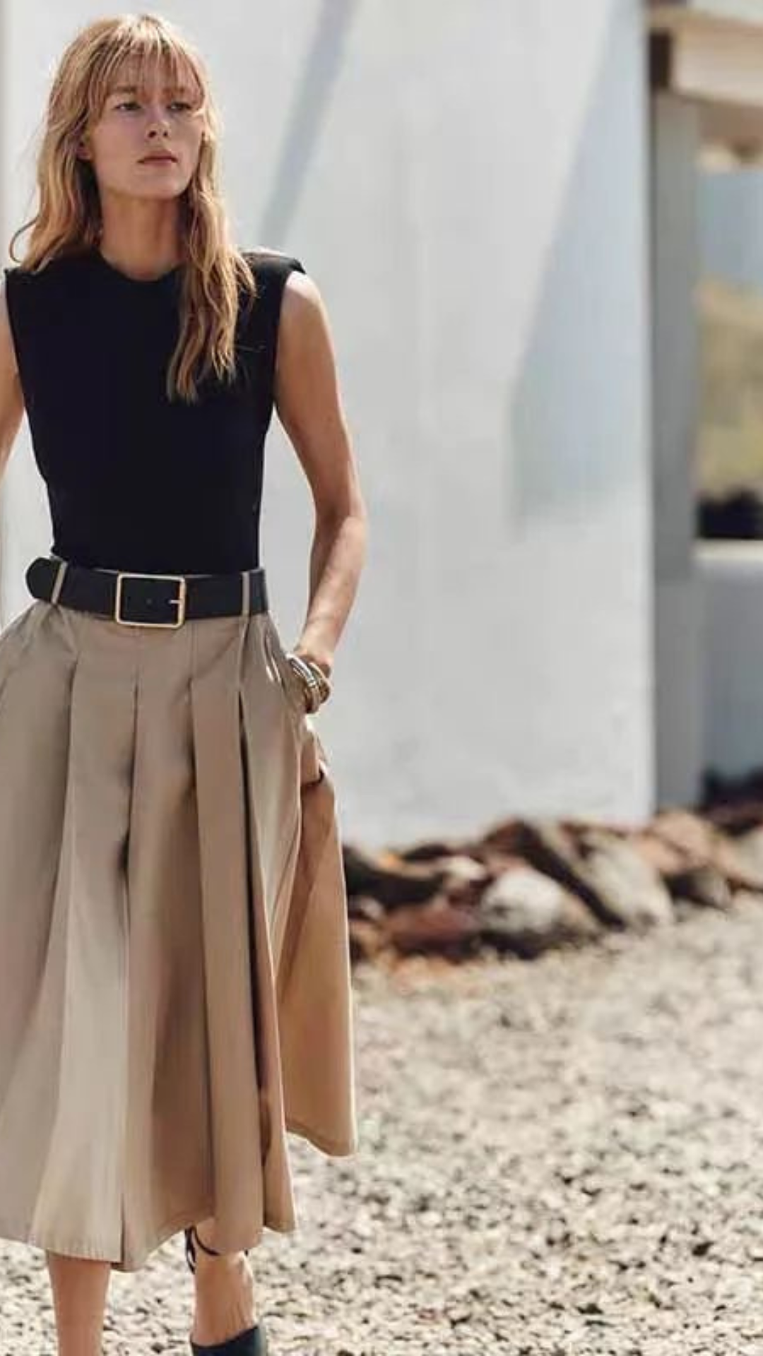 Pleated Belted Dress