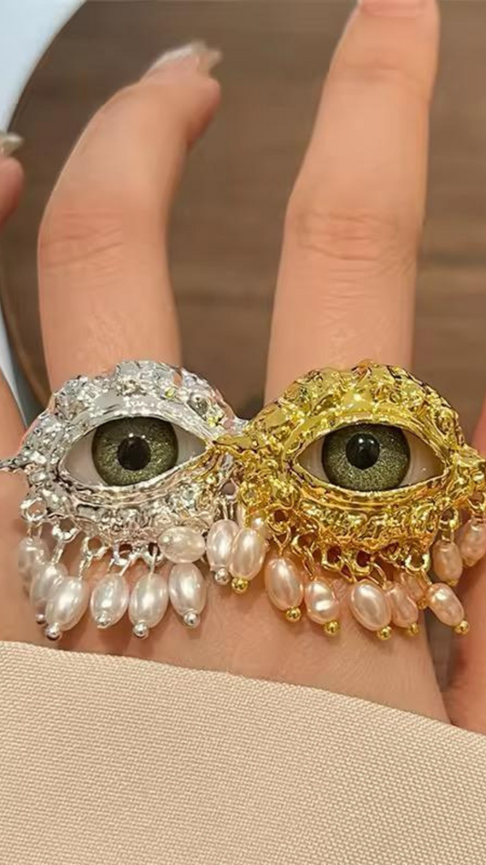 Evil Eye Pearl Ring