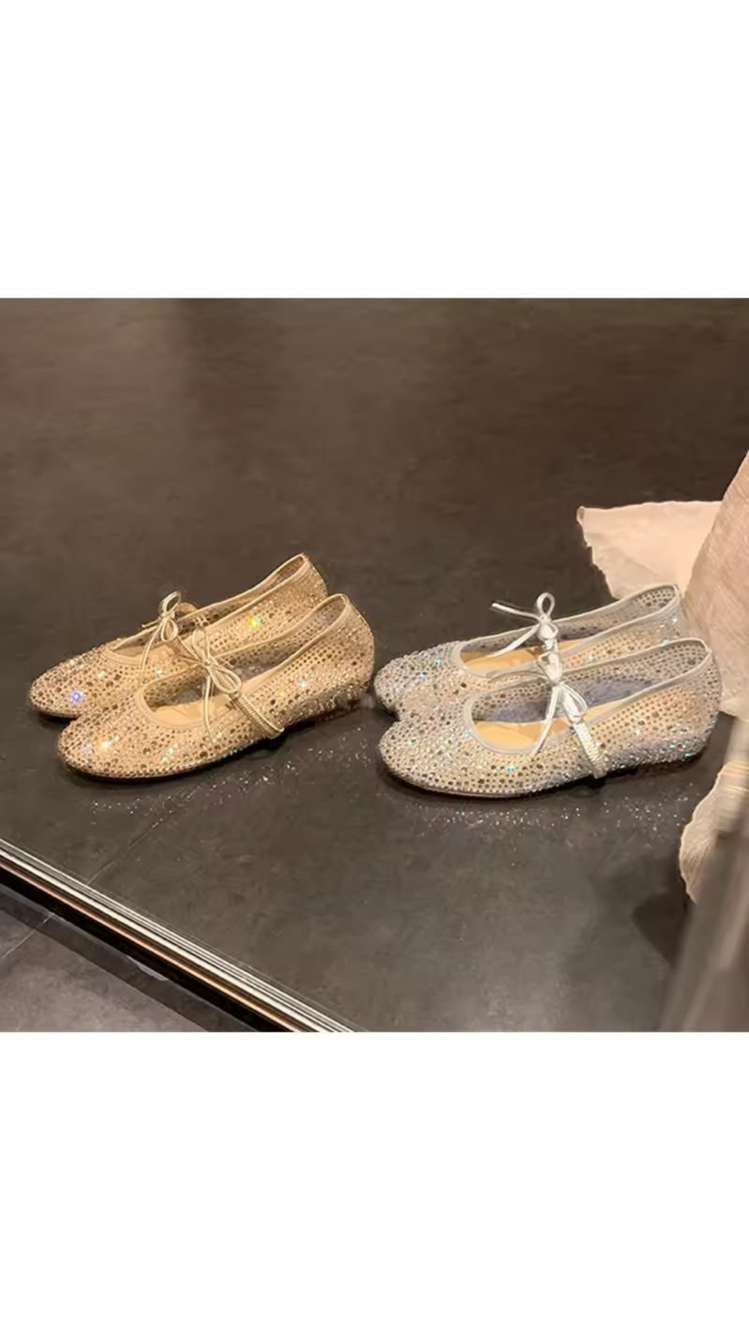 Mesh embellished flats