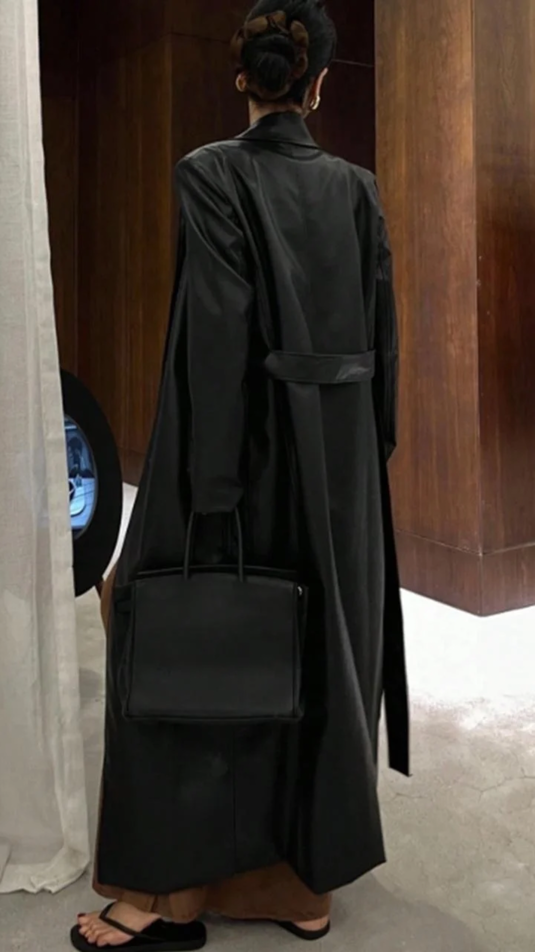 Faux Leather Trench Coat