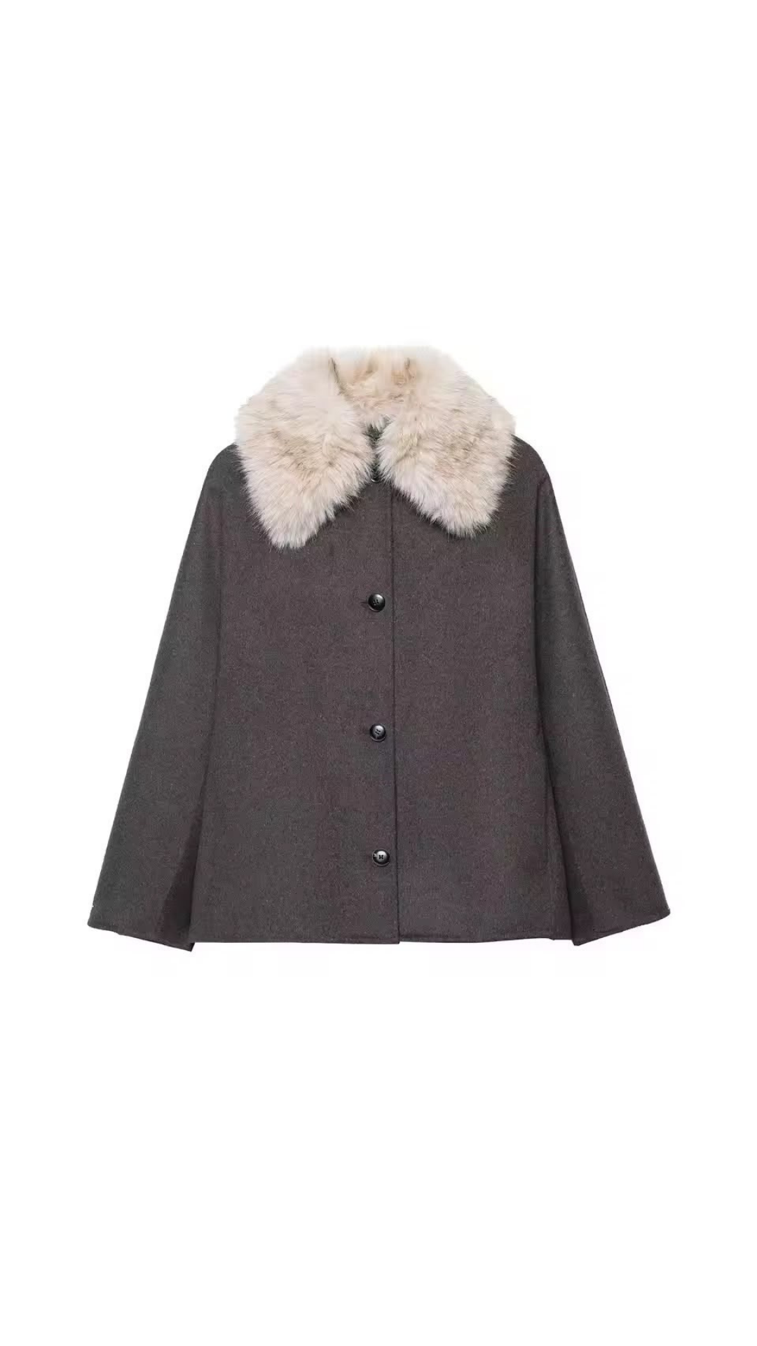 Fur collared coat