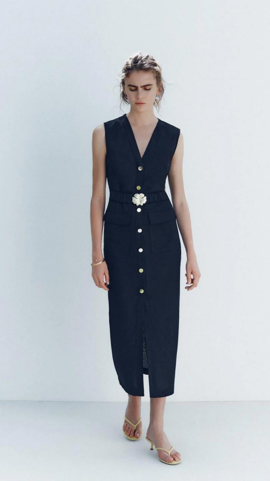 Linen Buttoned Dress