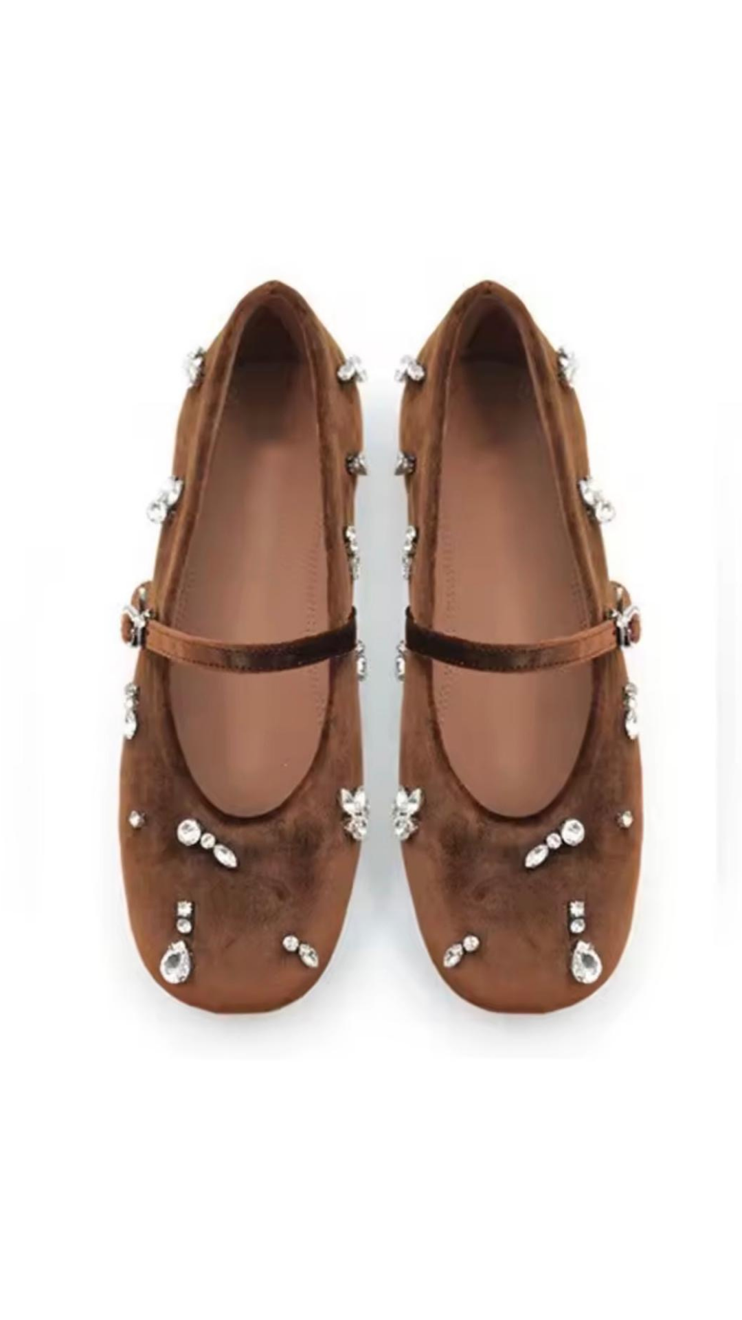 Velour Embellished Flats