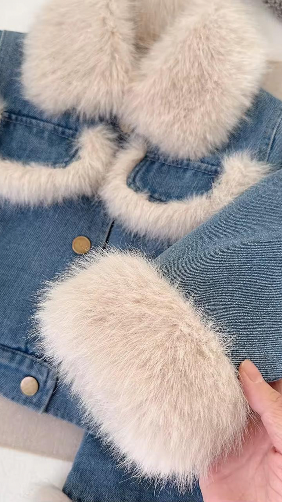 Furry Denim Coord Set