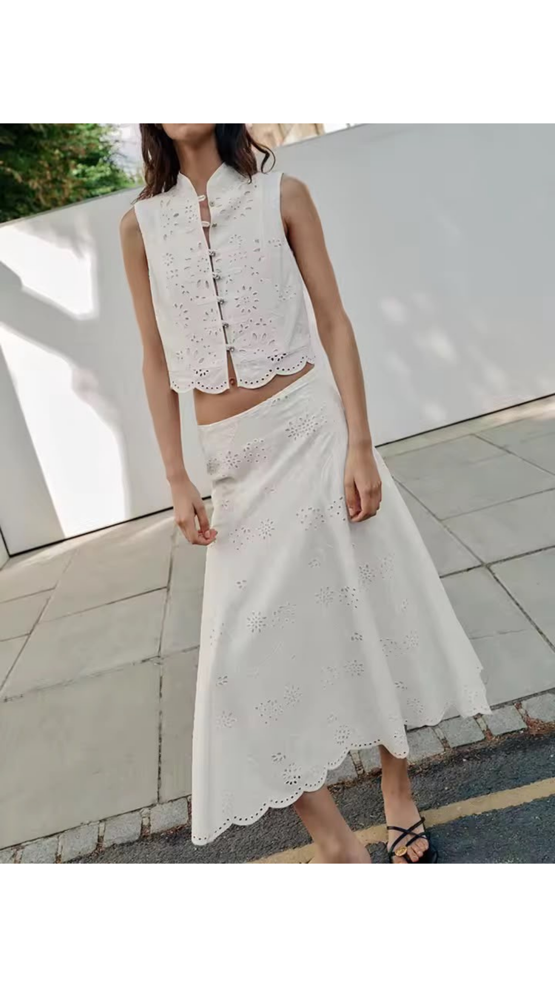 Hollow design top and skirt