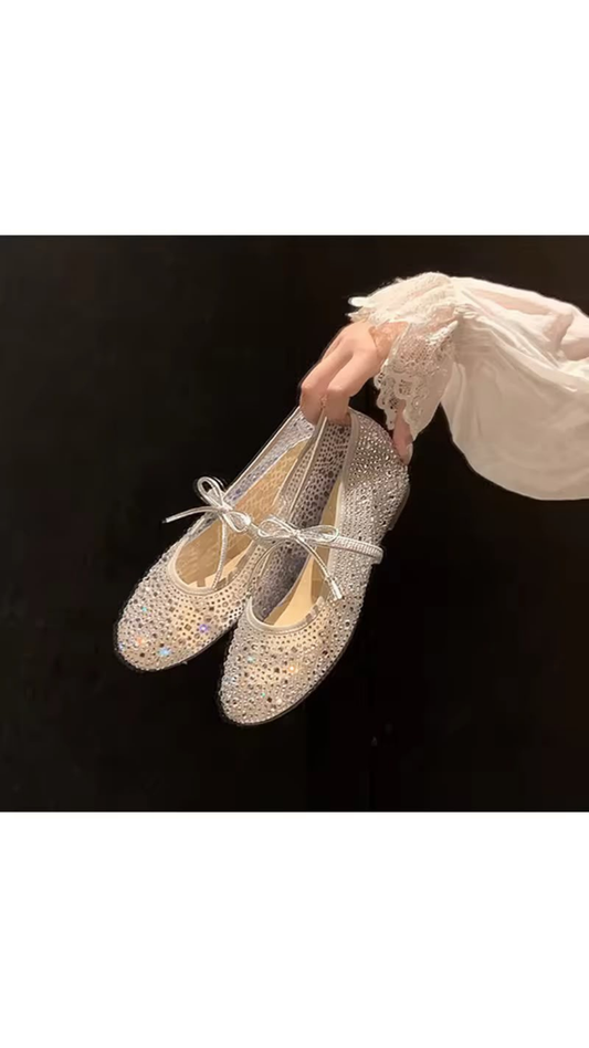 Mesh embellished flats