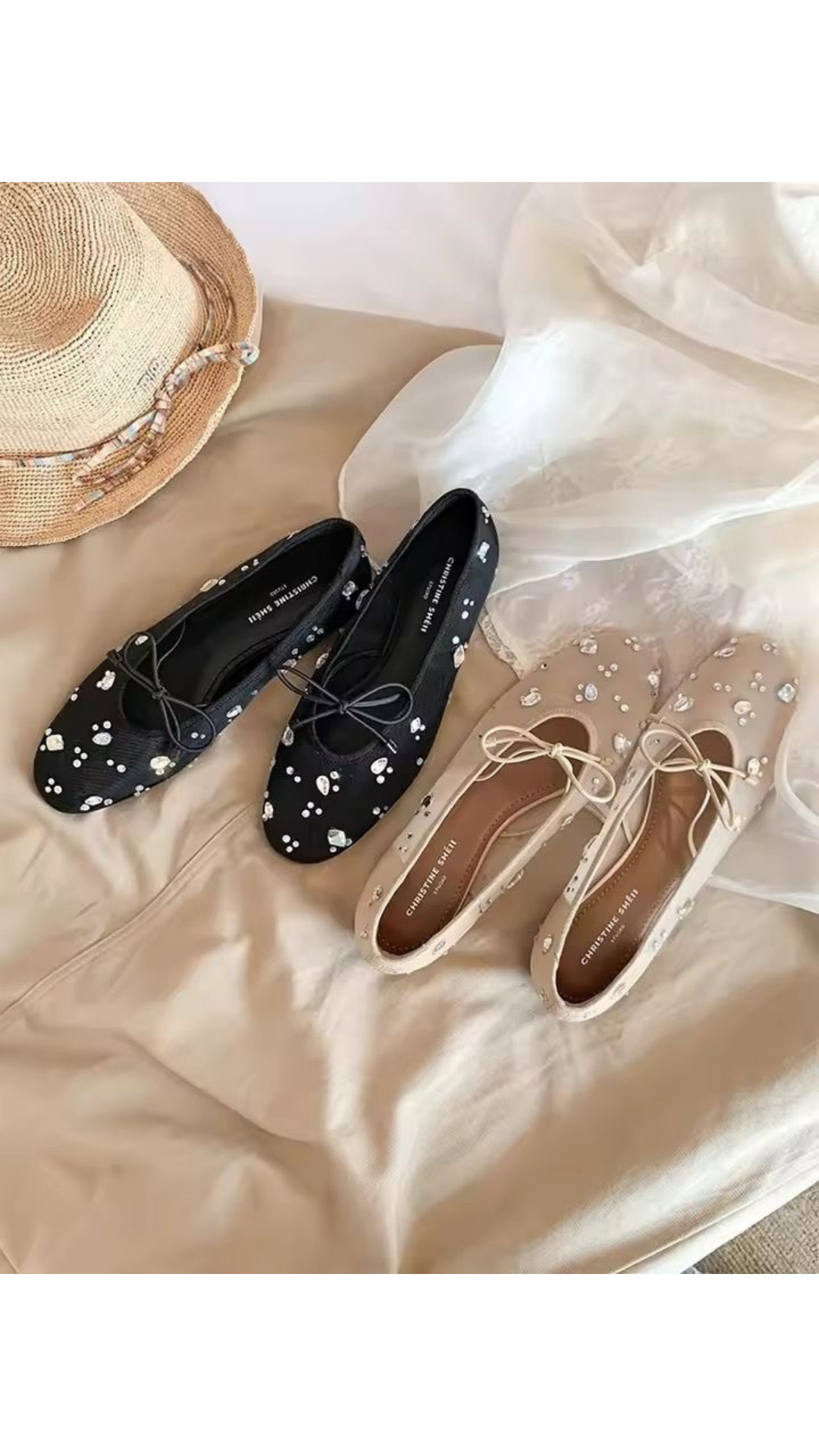 Embellished bow flats