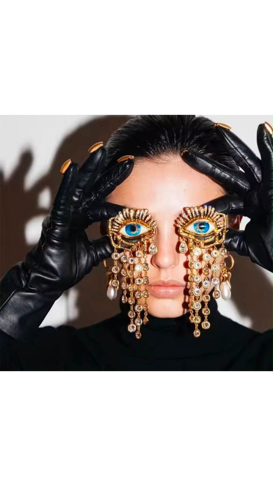 Evil eye drop earrings