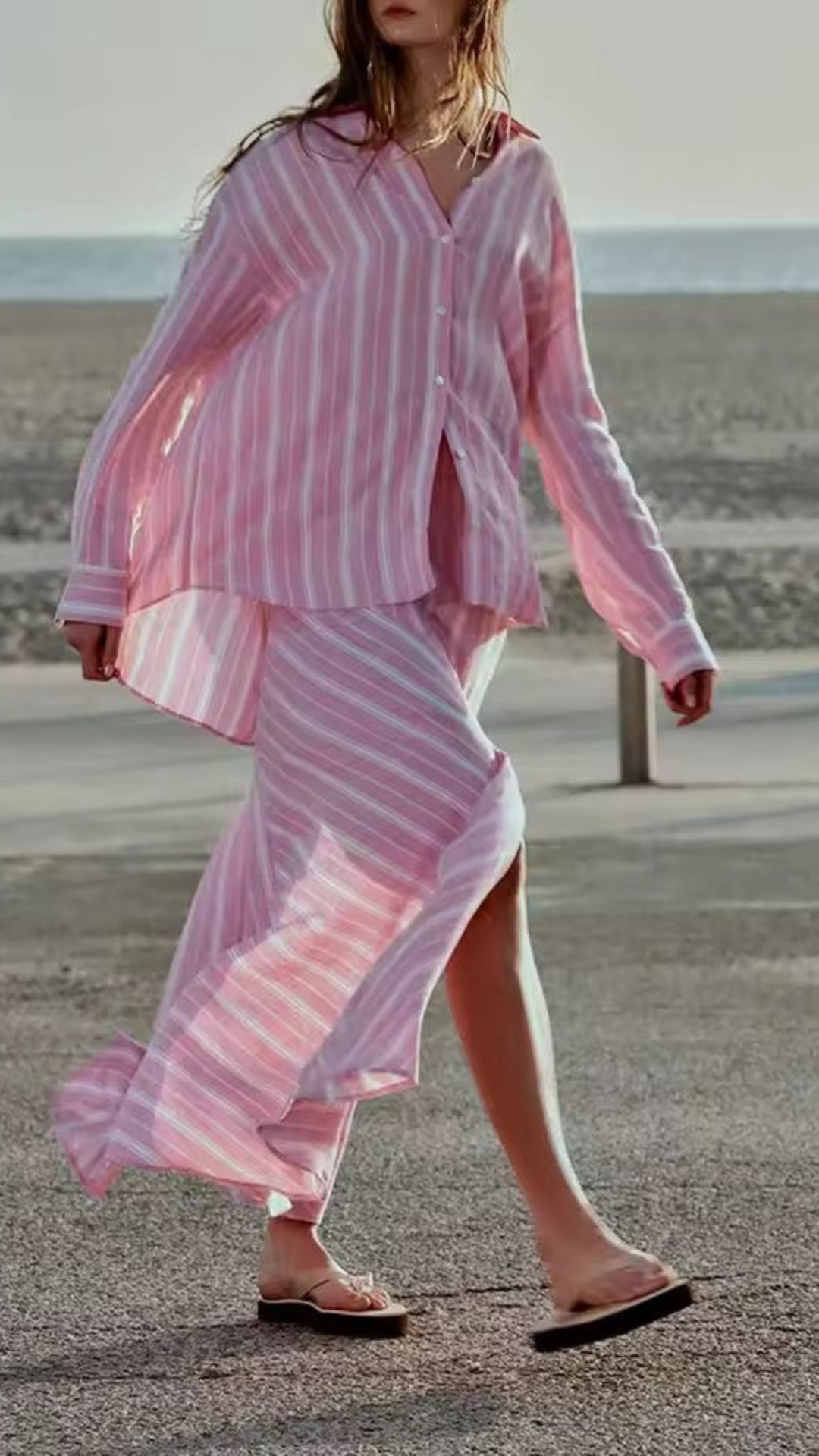 Striped Shirt & Skirt Set