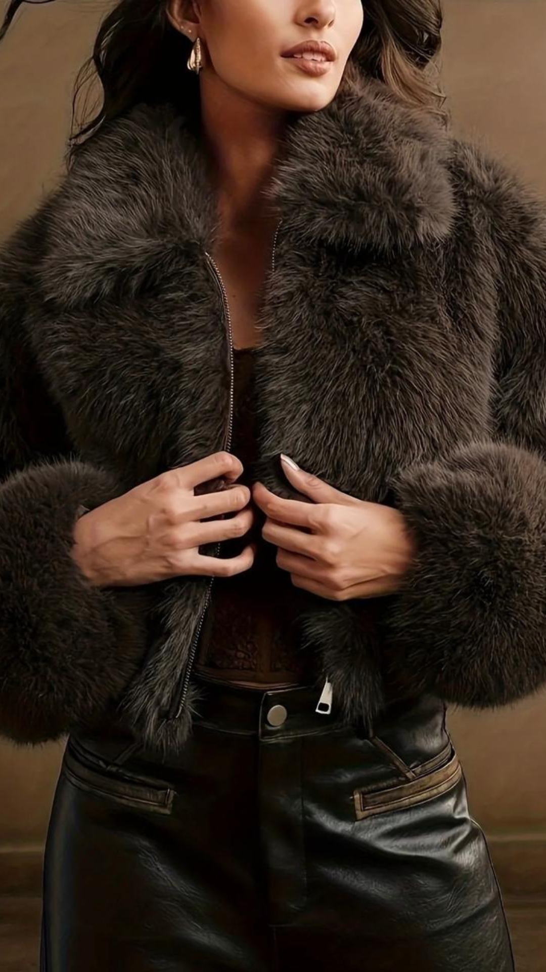 Zipper Fur Jacket