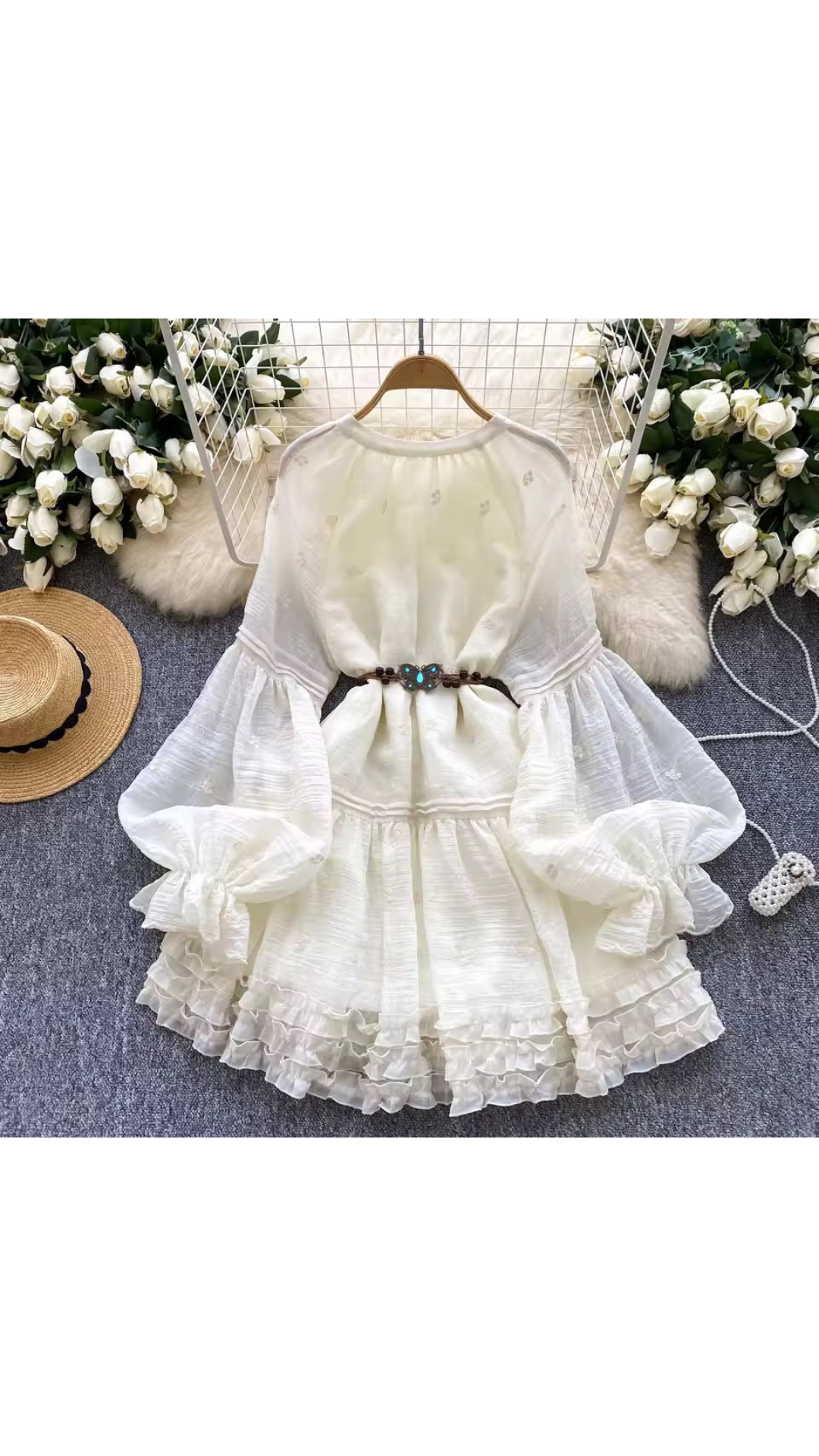 Belted ruffle dress