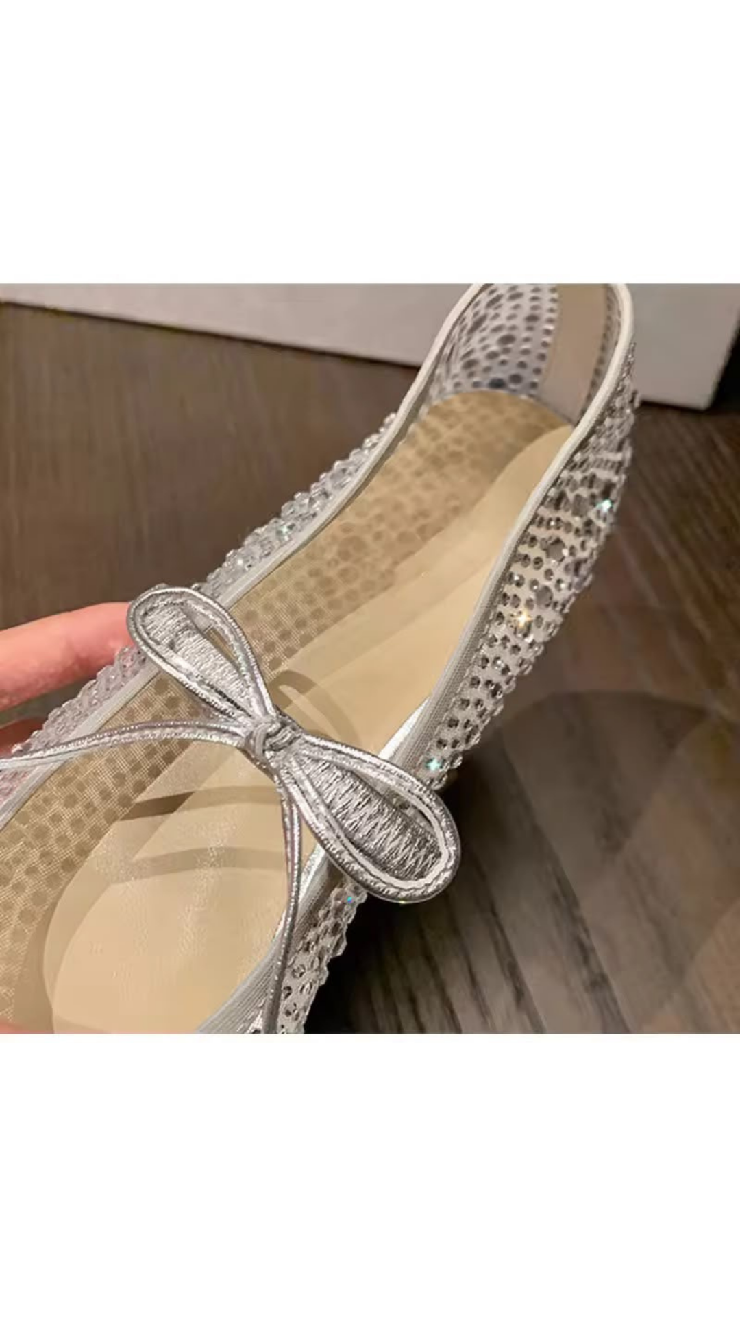 Mesh embellished flats