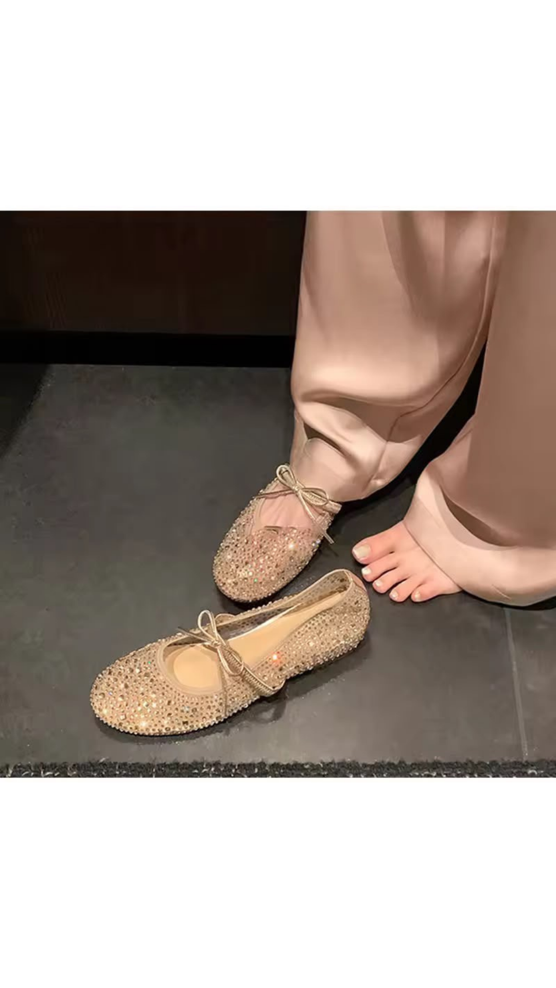 Mesh embellished flats