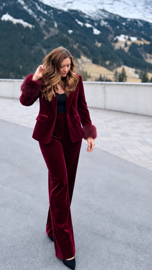 Fur blazer set