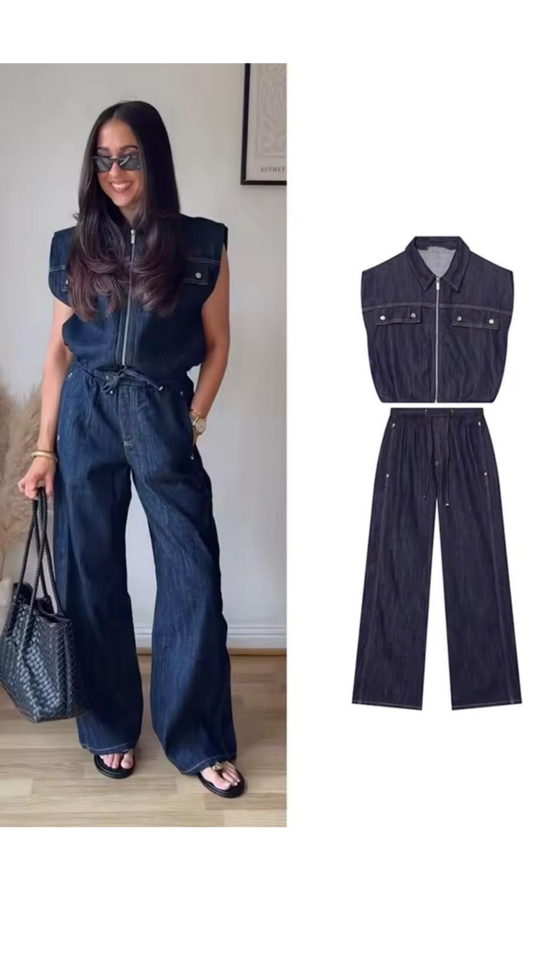 Zipper Denim Set