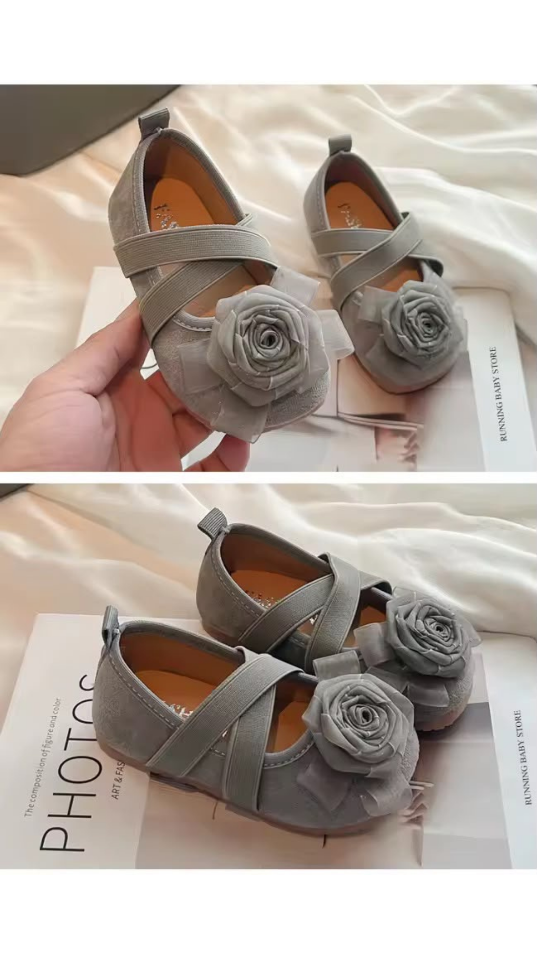 Flower applique ballerinas