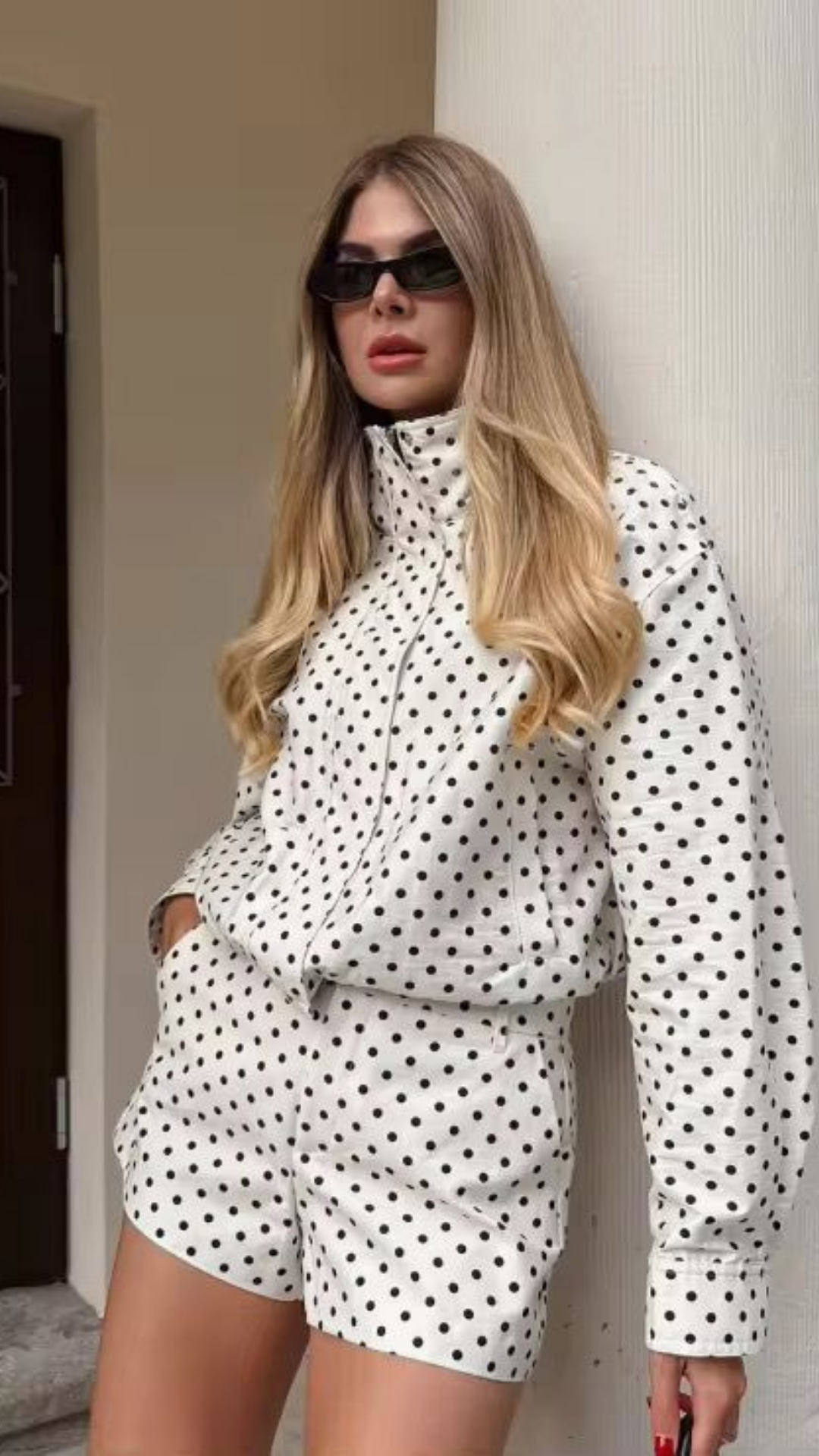 Polka Dot Jacket & Shorts Set