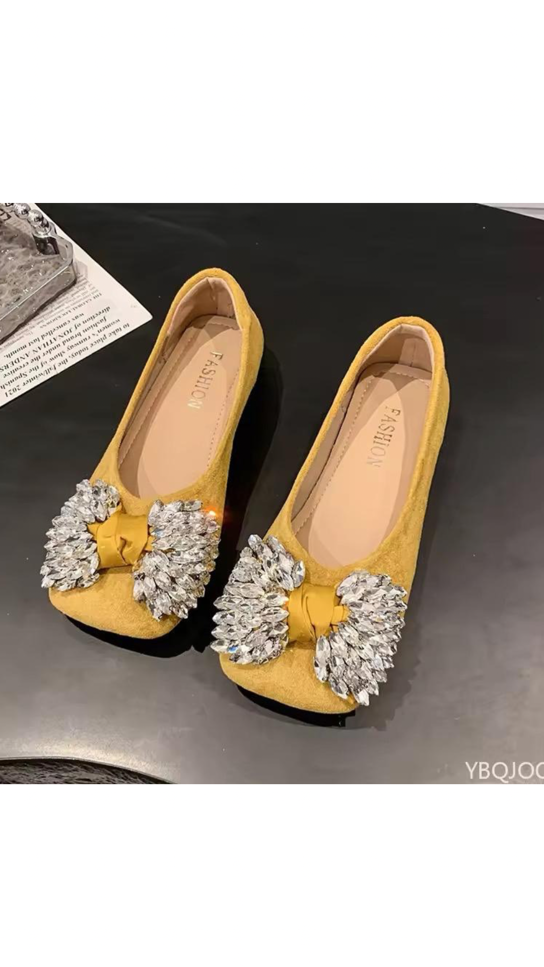 Embellished bow ballerinas
