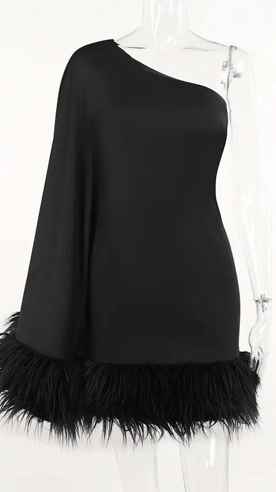 Feather One Shoulder Dress