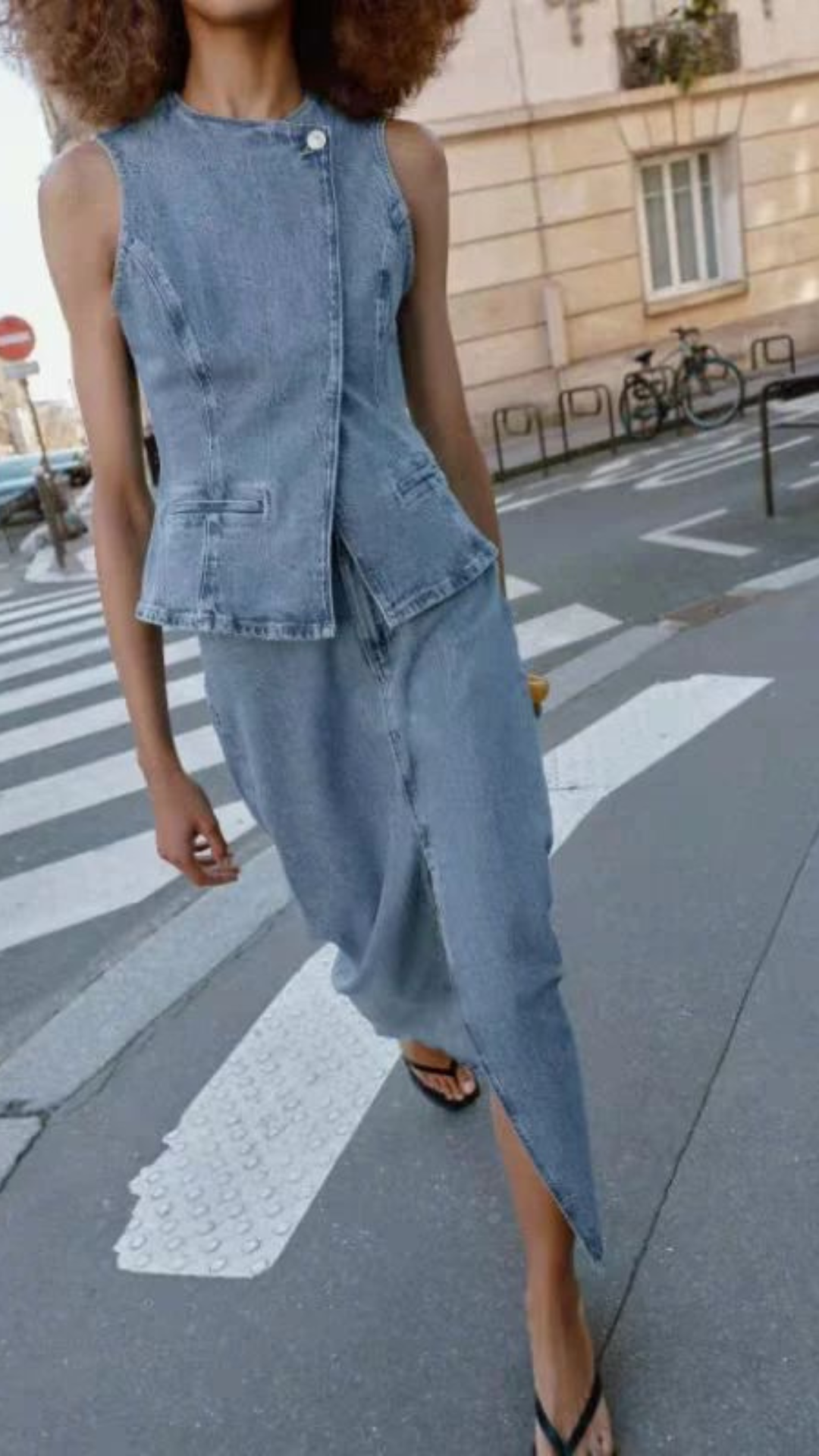 Slit Denim Set